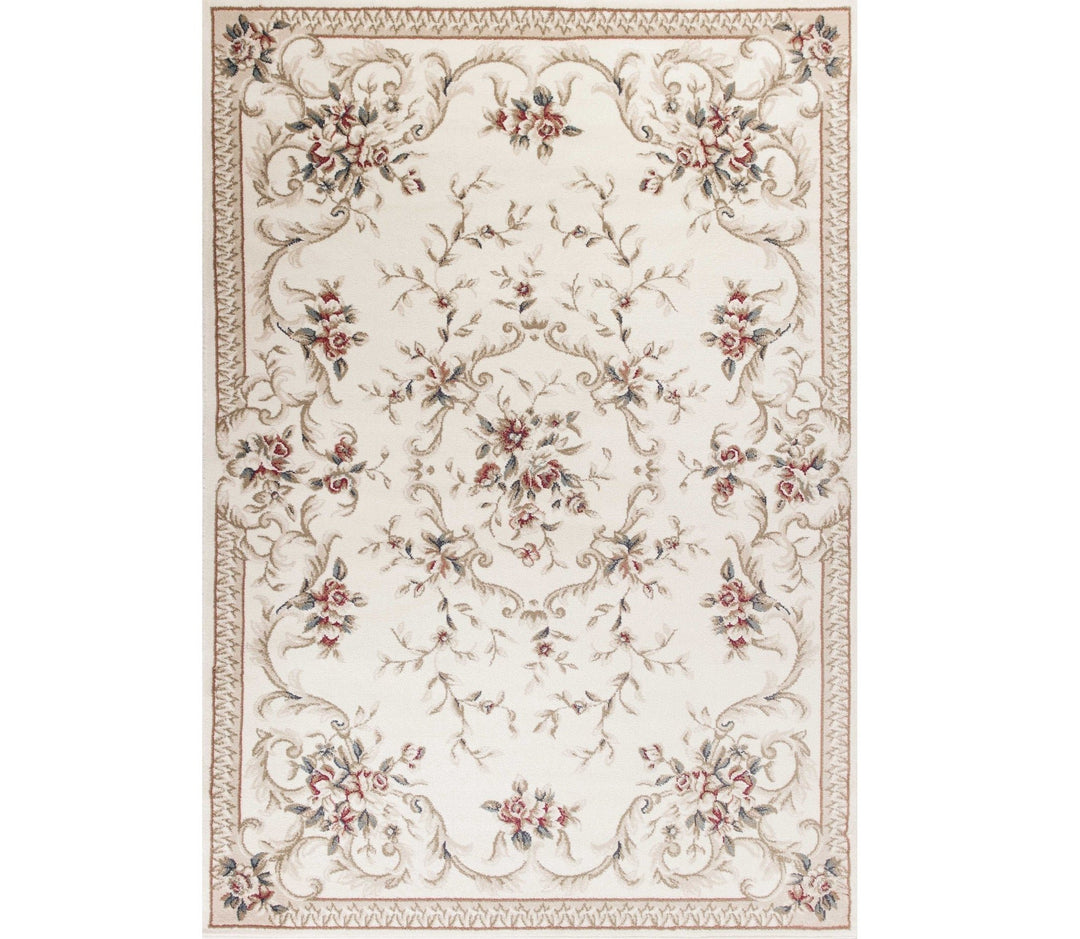 5X8 Ivory Bordered Floral Indoor Area Rug Image 9