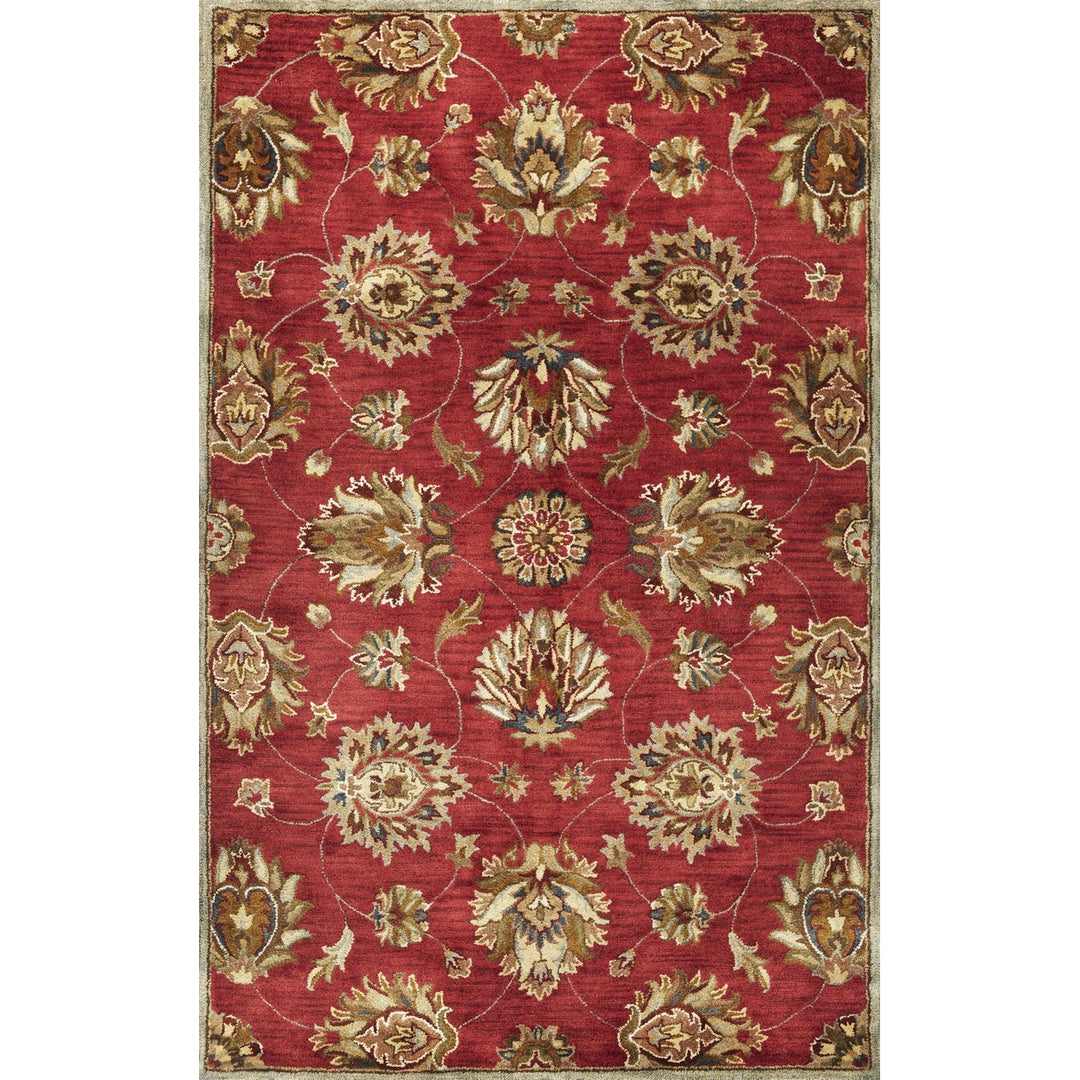 5X8 Red Hand Tufted Traditional Floral Indoor Area Rug Image 3