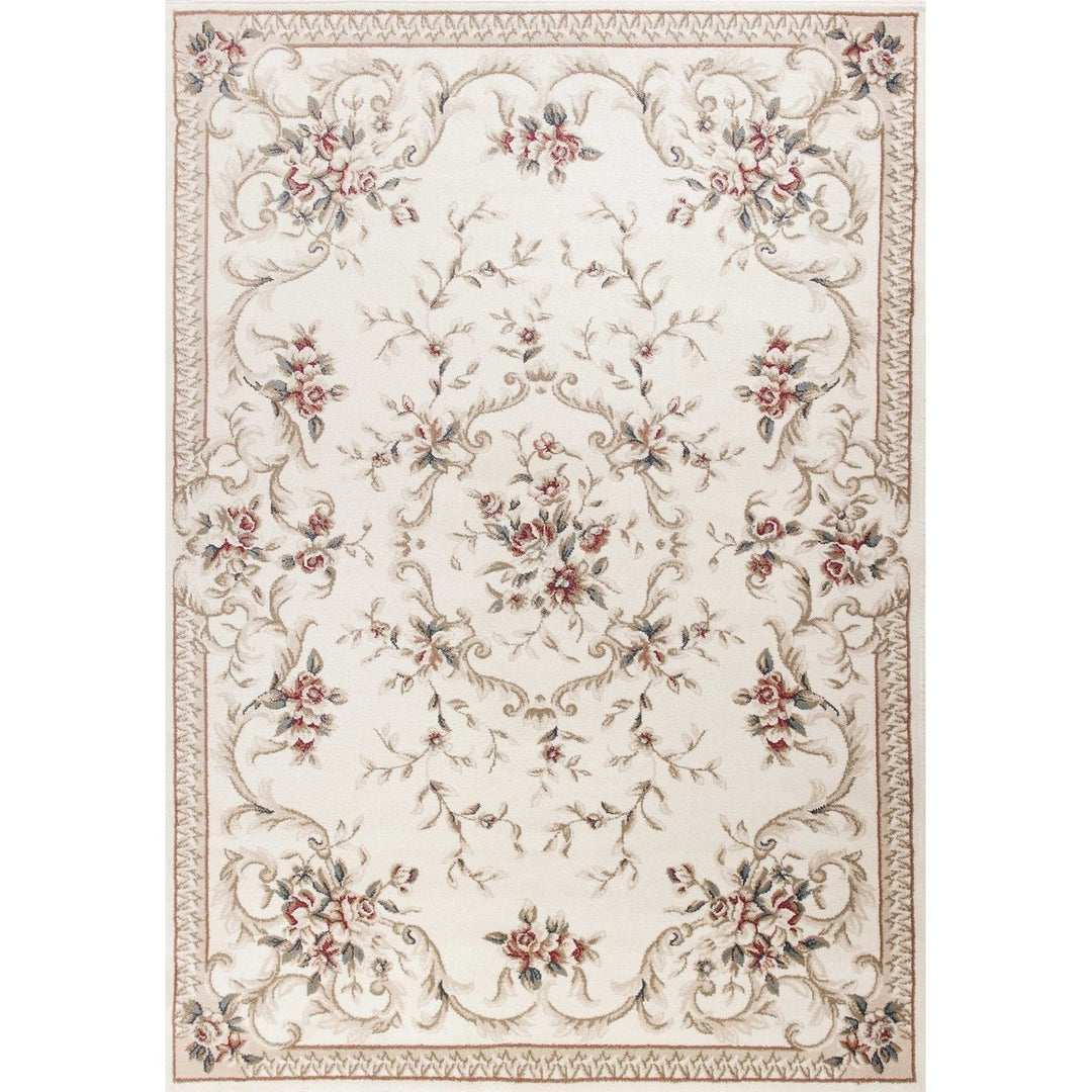 5X8 Ivory Bordered Floral Indoor Area Rug Image 11