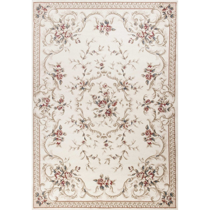 5X8 Ivory Bordered Floral Indoor Area Rug Image 11