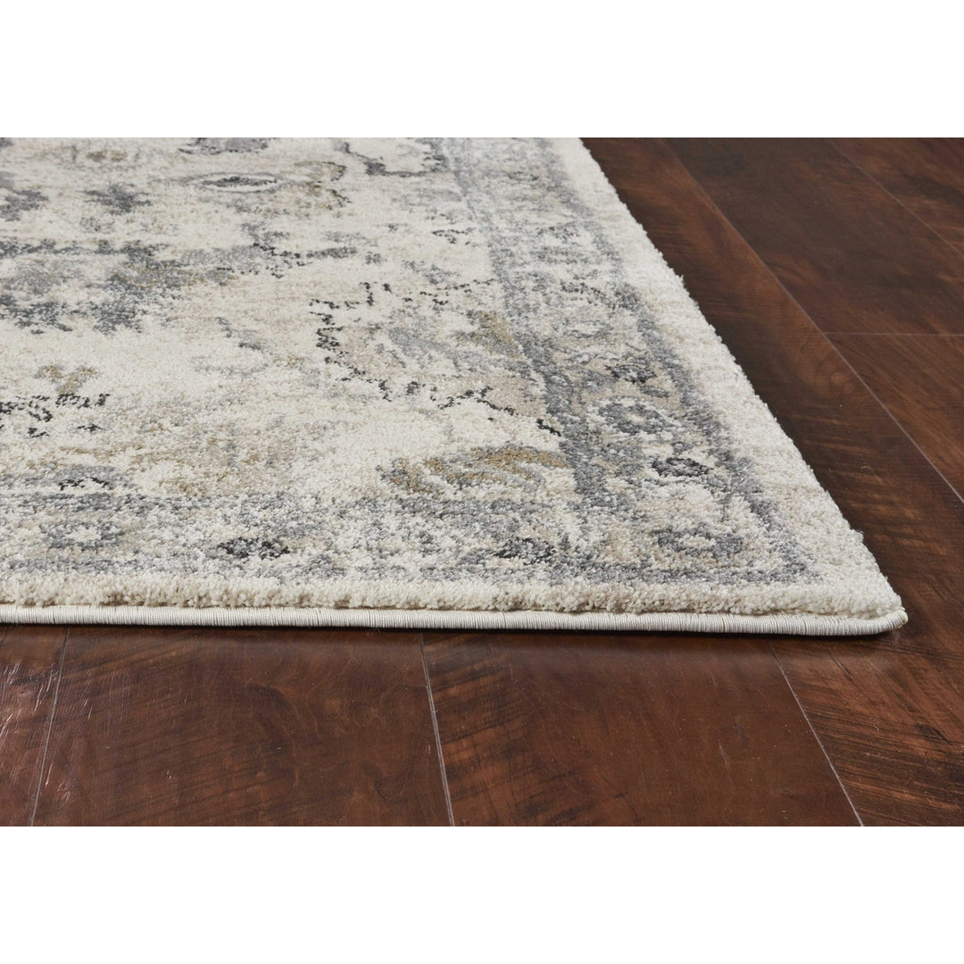 5X8 Ivory Machine Woven Distressed Floral Traditional Indoor Runner Rug Image 10