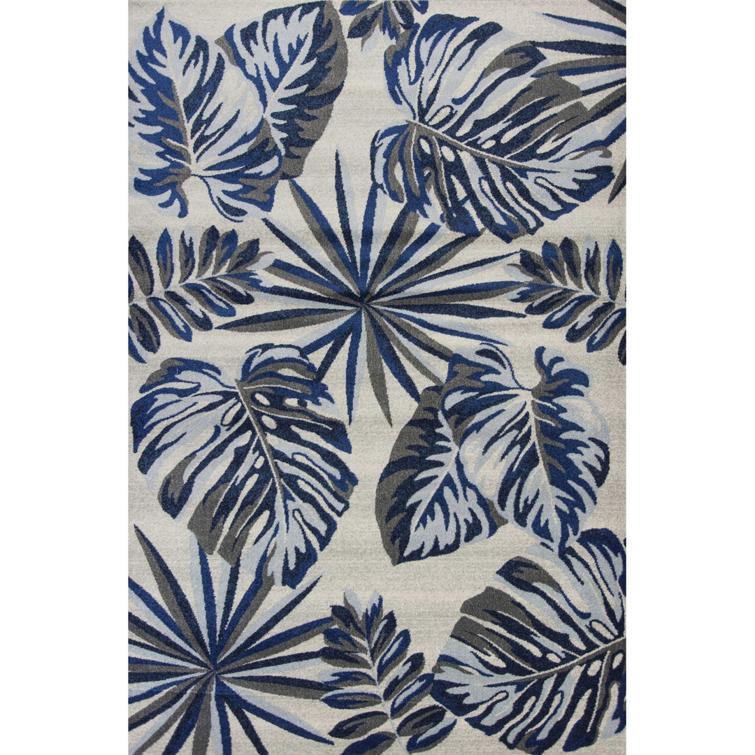 5X8 Grey Blue Machine Woven Tropical Indoor Area Rug Image 1