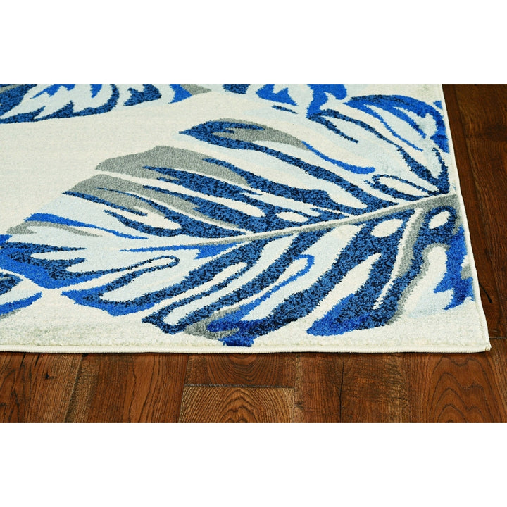 5X8 Grey Blue Machine Woven Tropical Indoor Area Rug Image 2