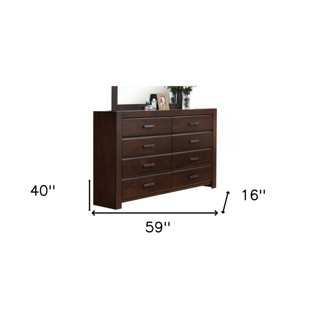 59" Brown Solid and Manufactured Wood Eight Drawer Double Dresser Image 4