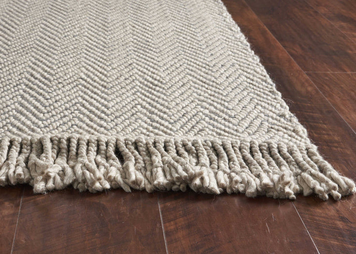 5X8 Oatmeal Beige Hand Woven Houndstooth Indoor Area Rug Image 6