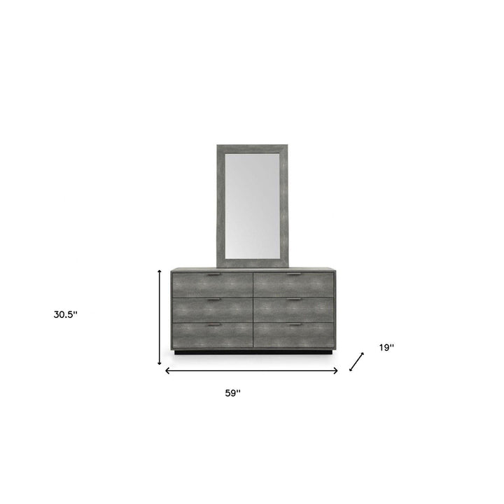 59" Grey Solid And Manufactured Wood Six Drawer Double Dresser Image 5