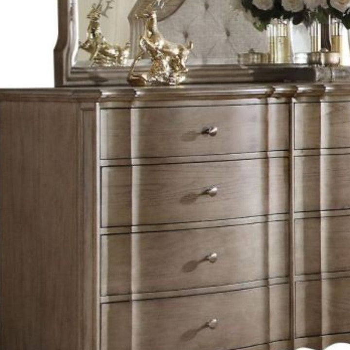 64" Taupe Solid and Manufactured Wood Eight Drawer Double Dresser Image 2