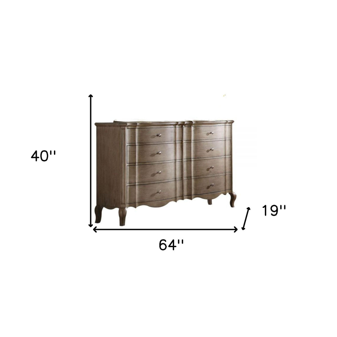 64" Taupe Solid and Manufactured Wood Eight Drawer Double Dresser Image 5