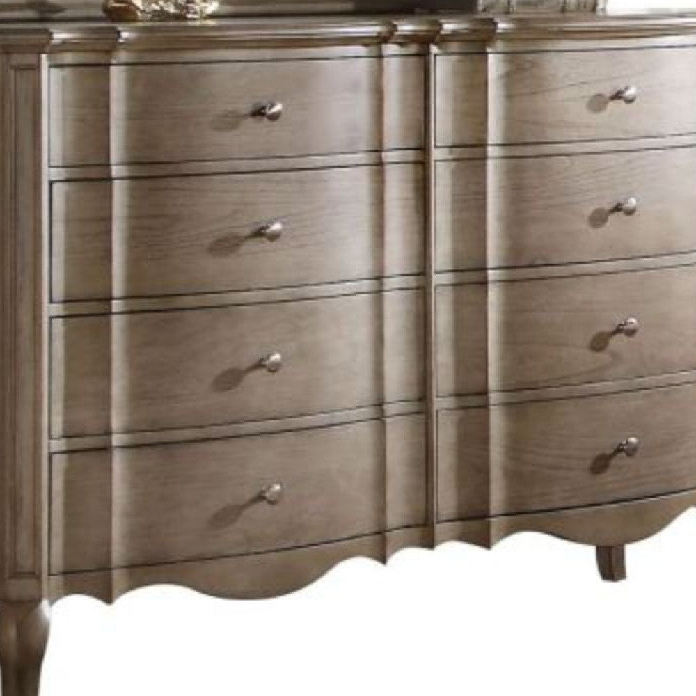 64" Taupe Solid and Manufactured Wood Eight Drawer Double Dresser Image 6