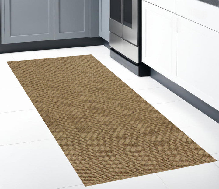 8 Natural Beige Hand Woven Herringbone Jute Indoor Runner Rug Image 11