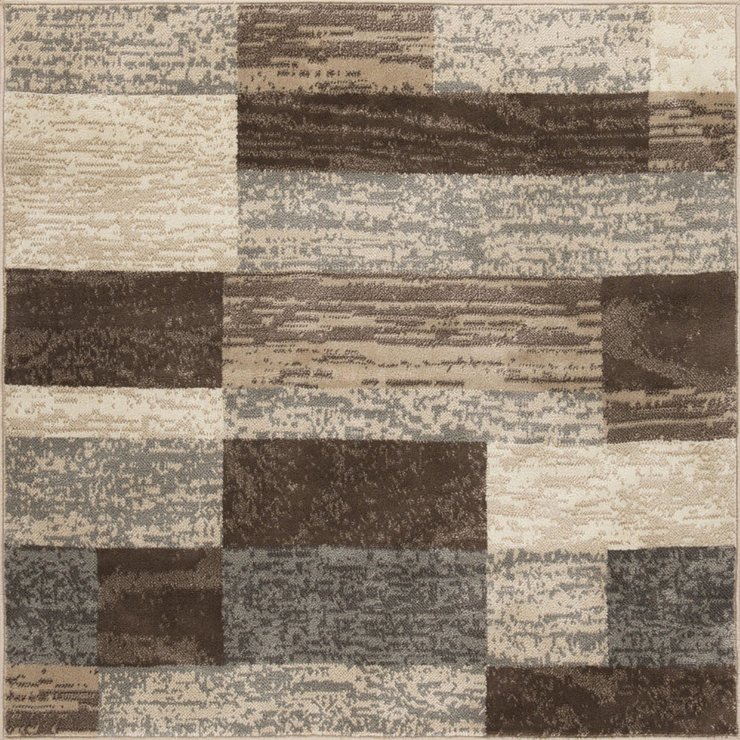 8 Square Slate Square Patchwork Power Loom Stain Resistant Area Rug Image 1