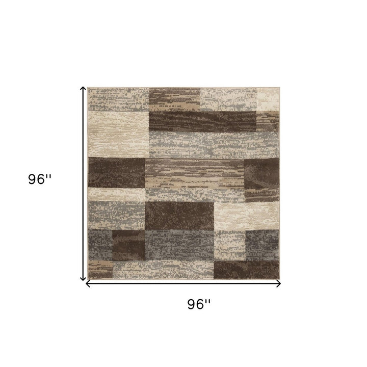 8 Square Slate Square Patchwork Power Loom Stain Resistant Area Rug Image 7