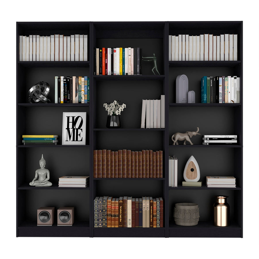 71" Black Four Tier Bookcase Image 1