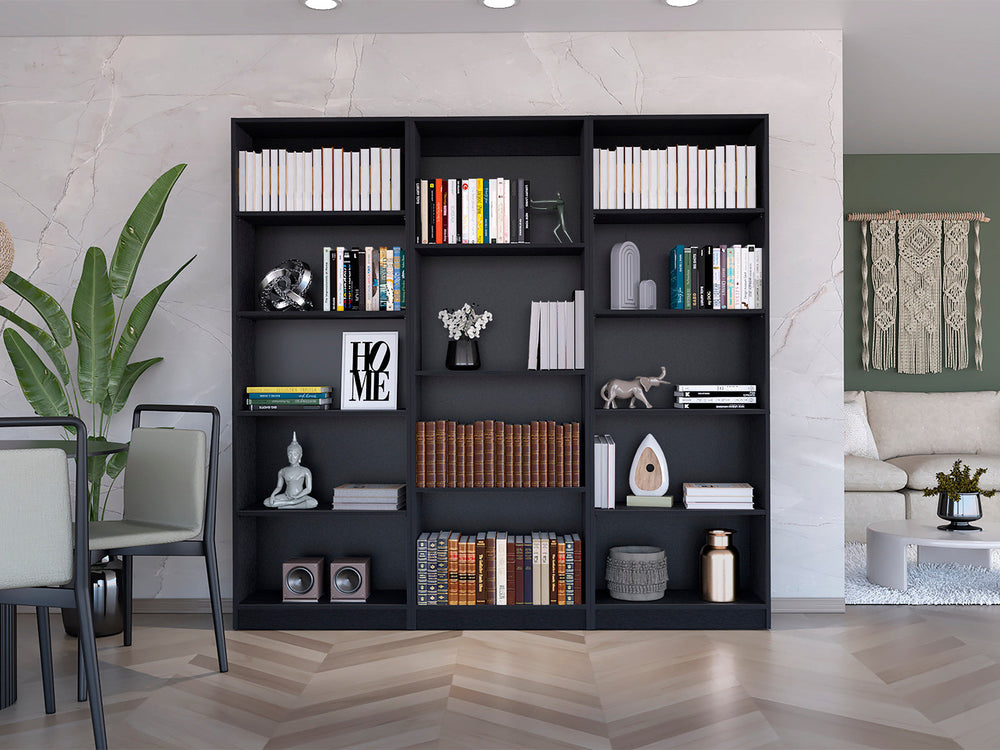 71" Black Four Tier Bookcase Image 2