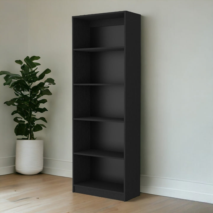 71" Black Five Tier Bookcase Image 6