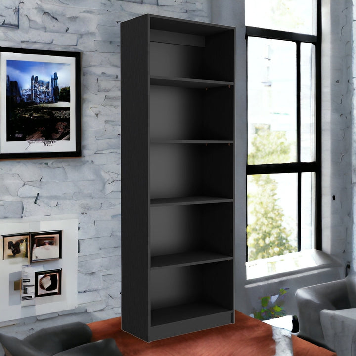 71" Black Four Tier Bookcase Image 9