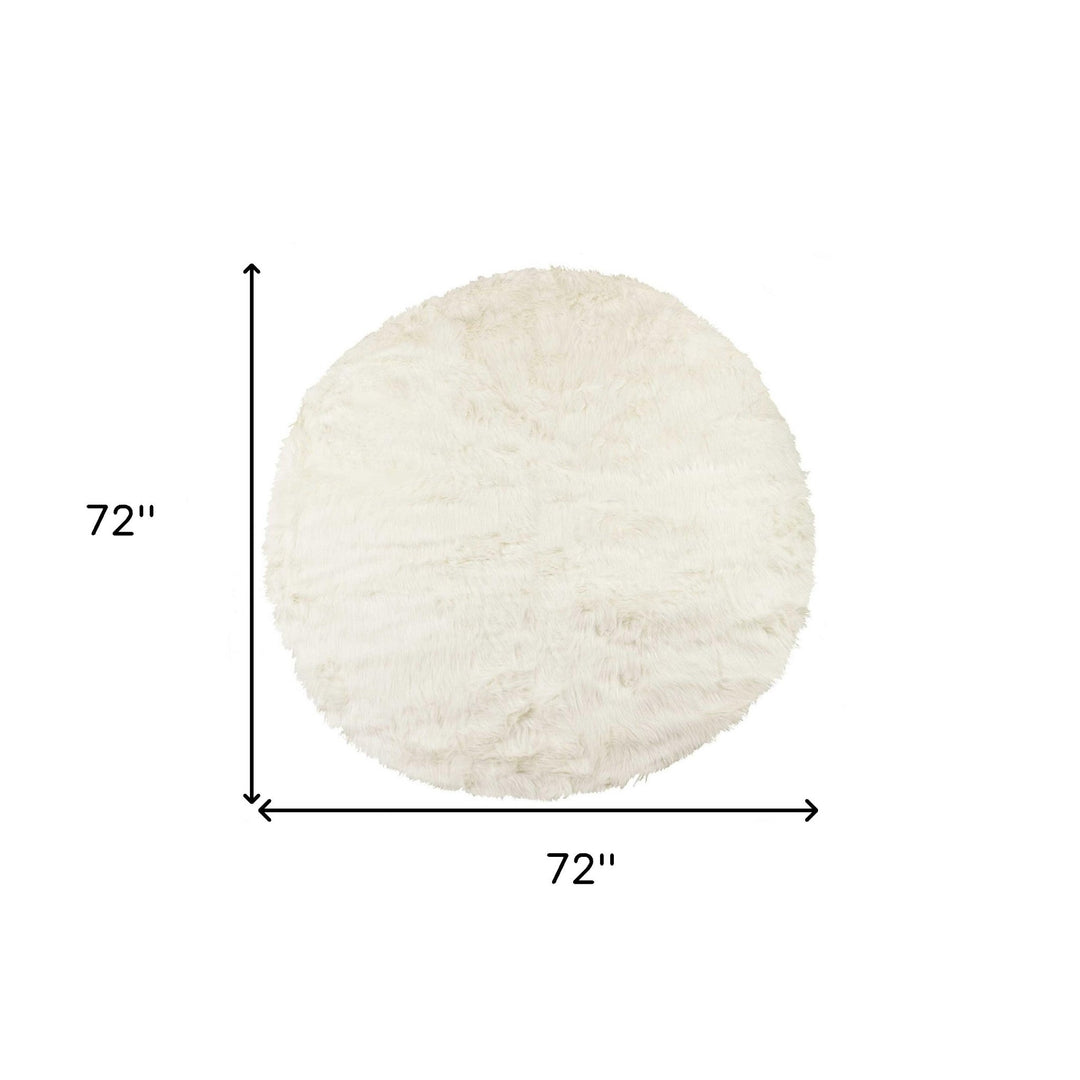 72" Off White Circular Faux faux Area Rug Image 5