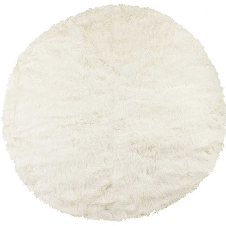 72" Off White Circular Faux faux Area Rug Image 6