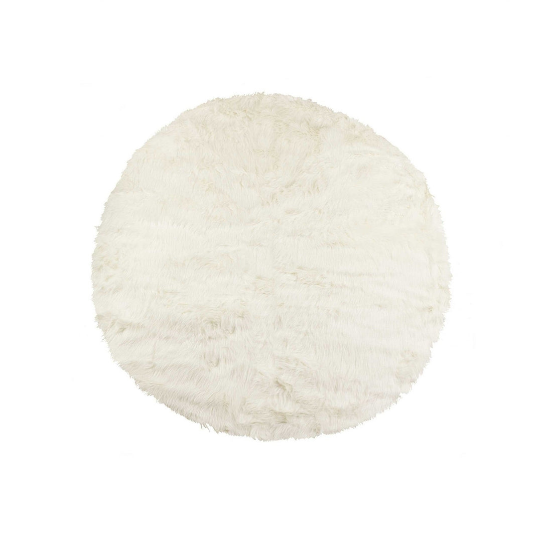 72" Off White Circular Faux faux Area Rug Image 7