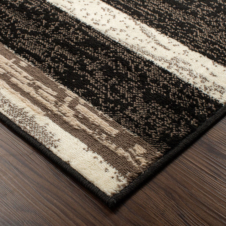 8 Chocolate Patchwork Power Loom Stain Resistant Runner Rug Image 5