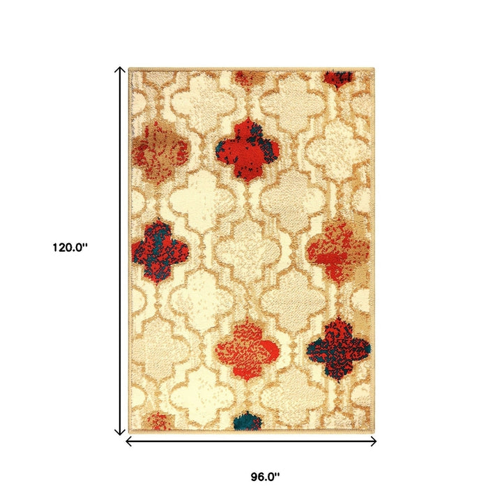 8 X 10 Beige Quatrefoil Power Loom Distressed Stain Resistant Area Rug Image 9