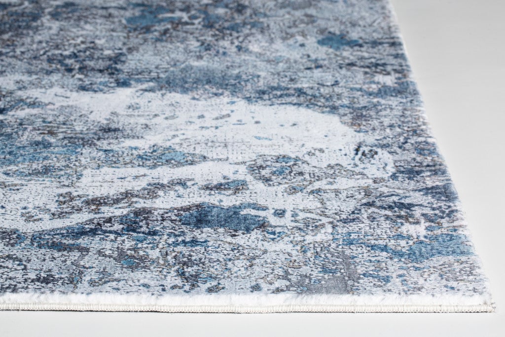 8 x 10 Blue and Gray Abstract Area Rug Image 2