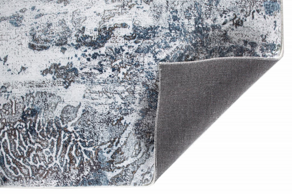 8 x 10 Blue and Gray Abstract Area Rug Image 3