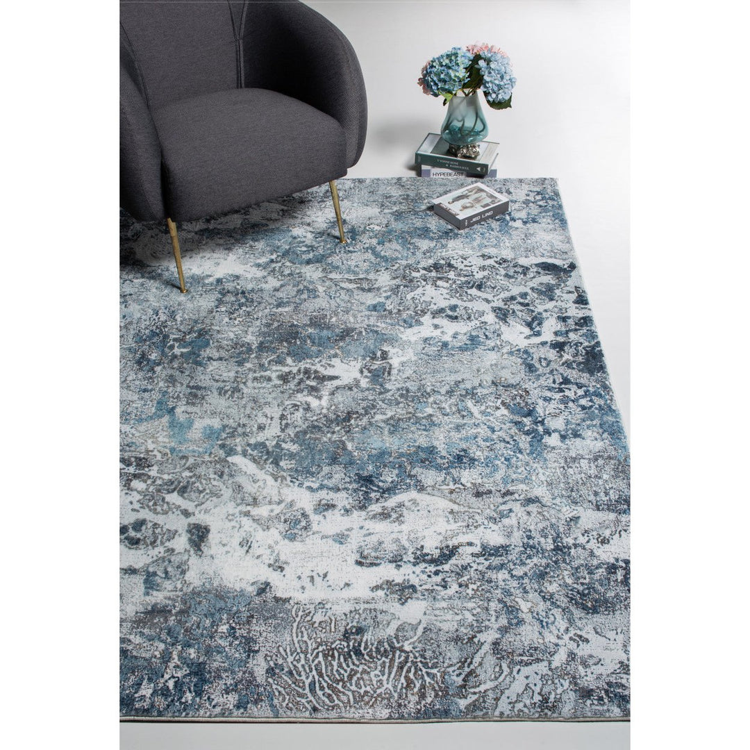 8 x 10 Blue and Gray Abstract Area Rug Image 5