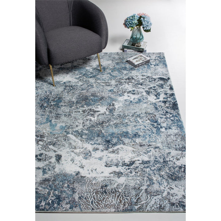 8 x 10 Blue and Gray Abstract Area Rug Image 5