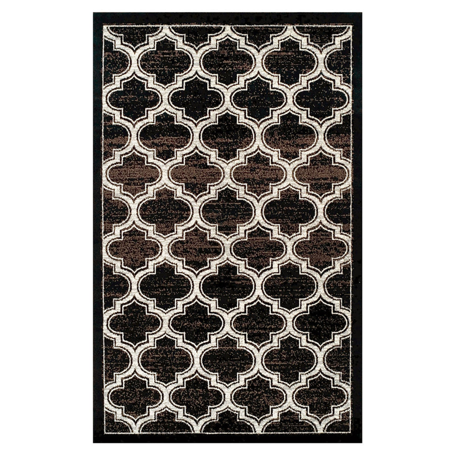 8 X 10 Black Geometric Stain Resistant Area Rug Image 1