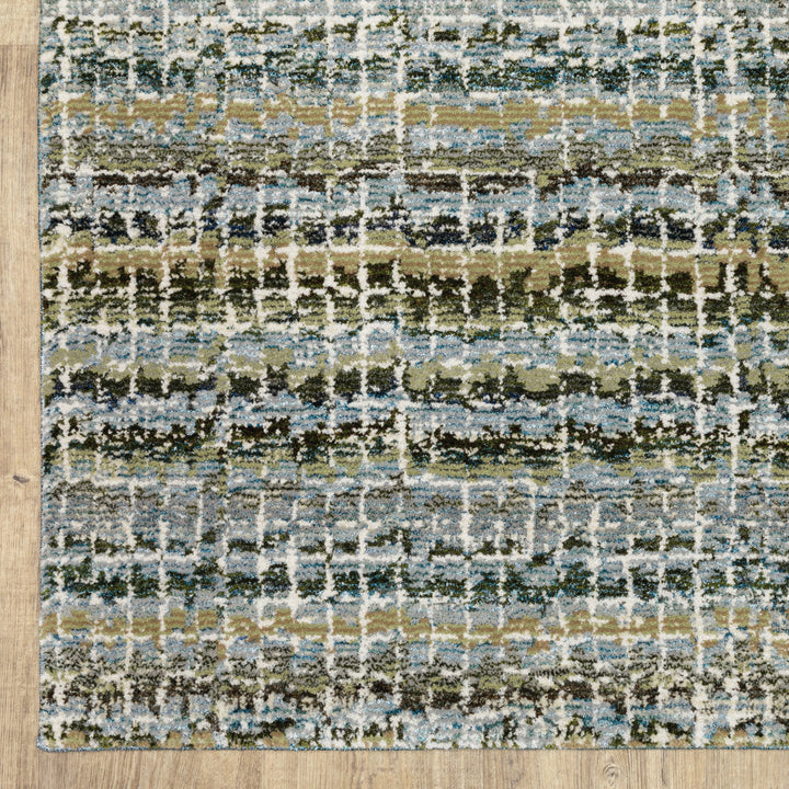 8 x 11 Blue and Ivory Abstract Power Loom Area Rug Image 7