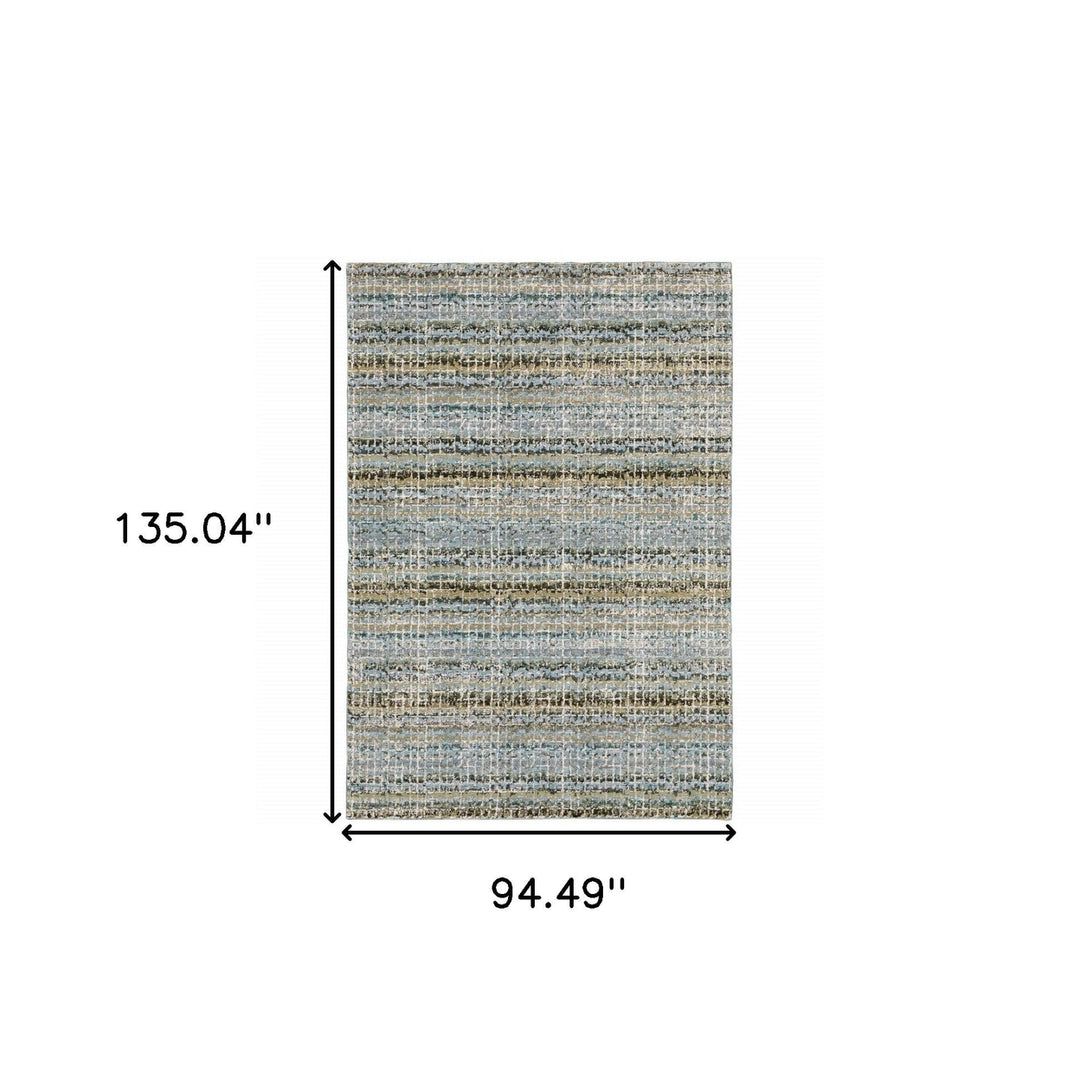 8 x 11 Blue and Ivory Abstract Power Loom Area Rug Image 10