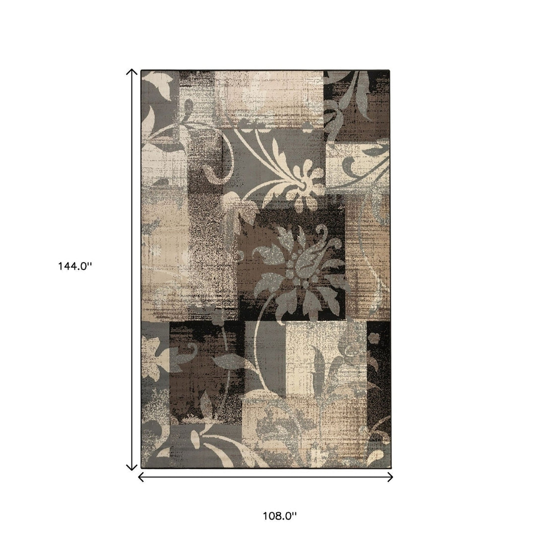 9 X 12 Beige Floral Power Loom Stain Resistant Area Rug Image 9