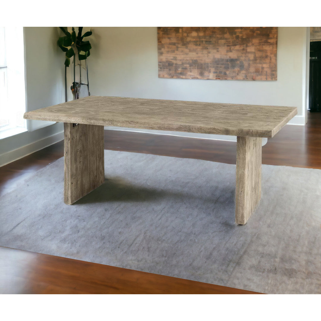 80" Gray Solid Wood Sled Base Dining Image 5