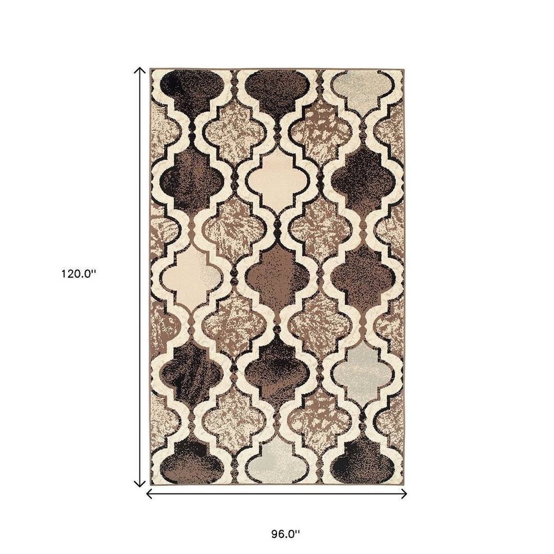 8 X 10 Ivory Quatrefoil Power Loom Distressed Stain Resistant Area Rug Image 7