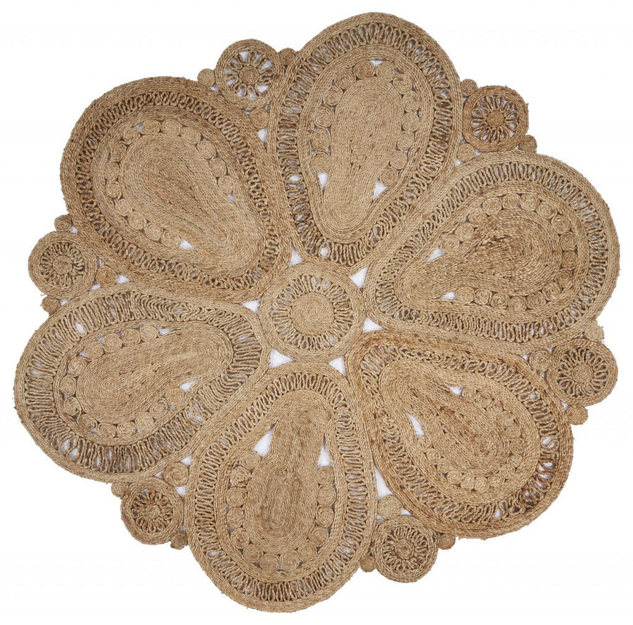 Floral Doily Natural Jute Area Rug Image 1