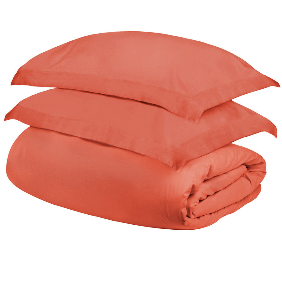 Coral Twin Cotton Blend 300 Thread Count Washable Duvet Cover Set Image 1