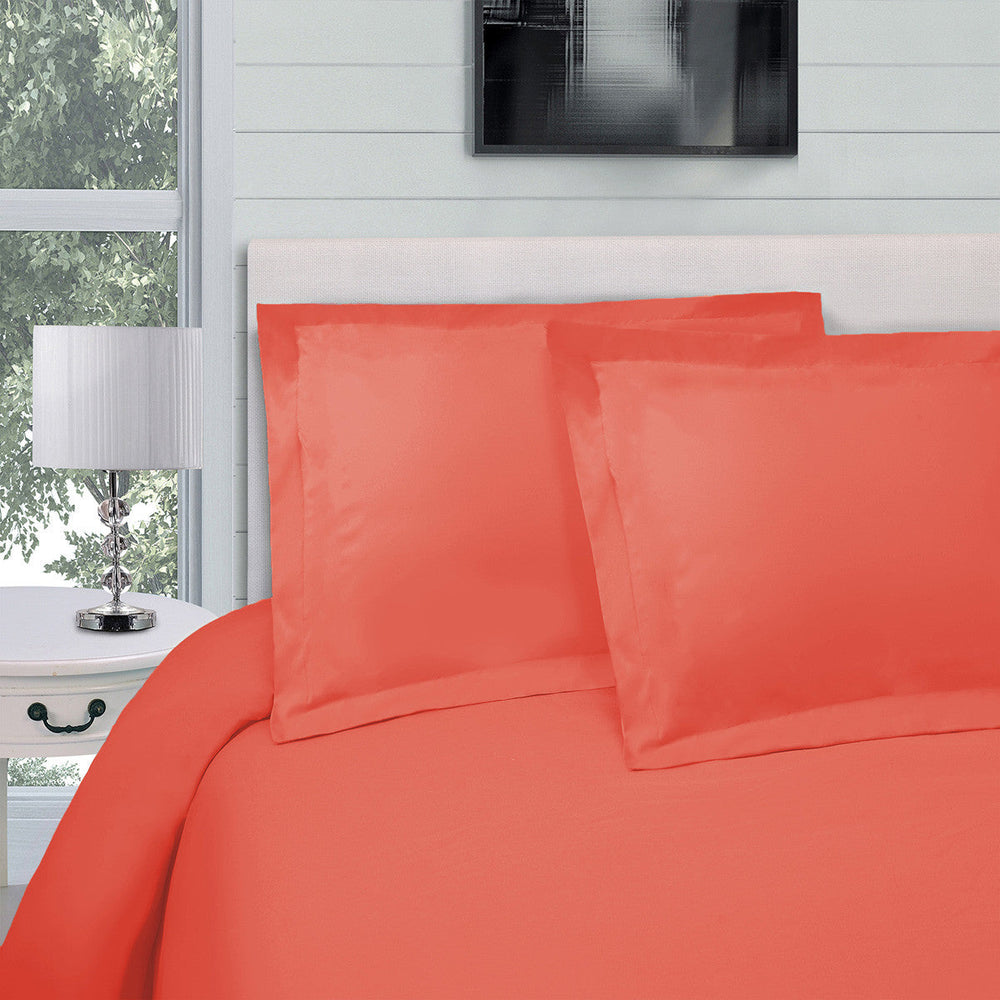 Coral Twin Cotton Blend 300 Thread Count Washable Duvet Cover Set Image 2