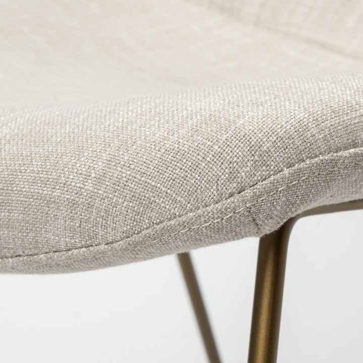 Cream And Gold Upholstered Fabric Dining Arm Chair Image 6