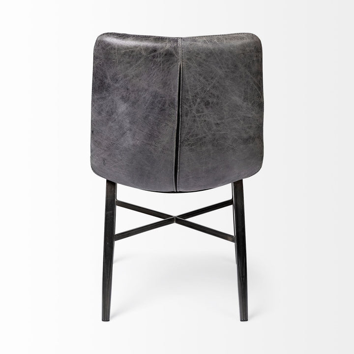 Black Upholstered Leather Dining Side Chair Image 4