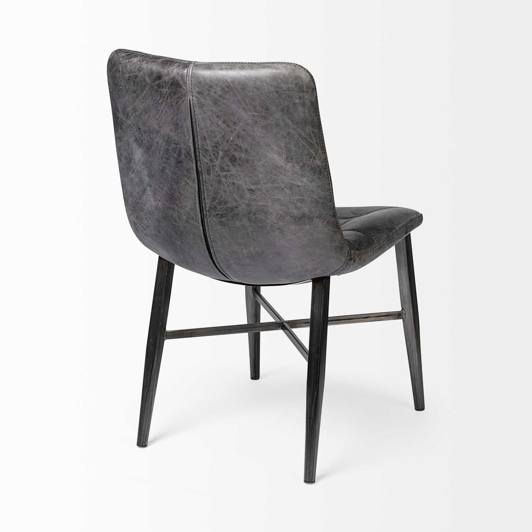 Black Upholstered Leather Dining Side Chair Image 5