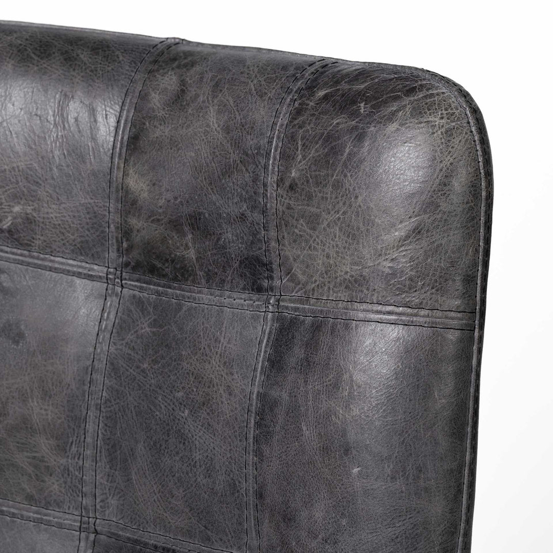 Black Upholstered Leather Dining Side Chair Image 6