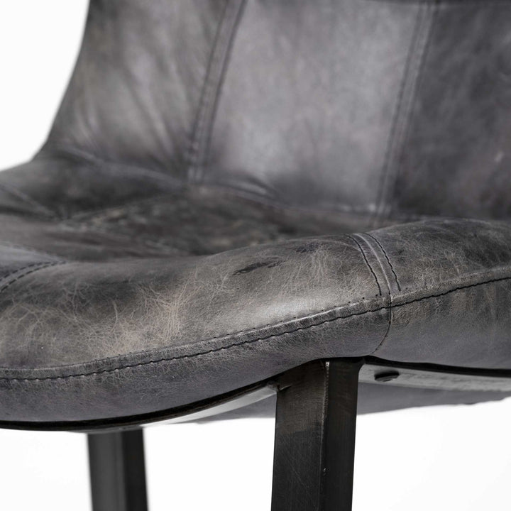 Black Upholstered Leather Dining Side Chair Image 8