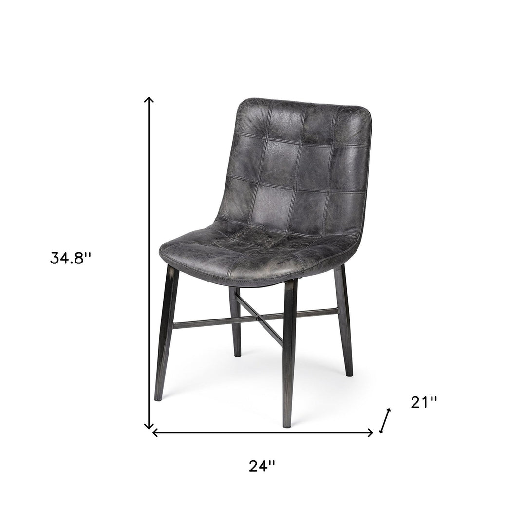 Black Upholstered Leather Dining Side Chair Image 10