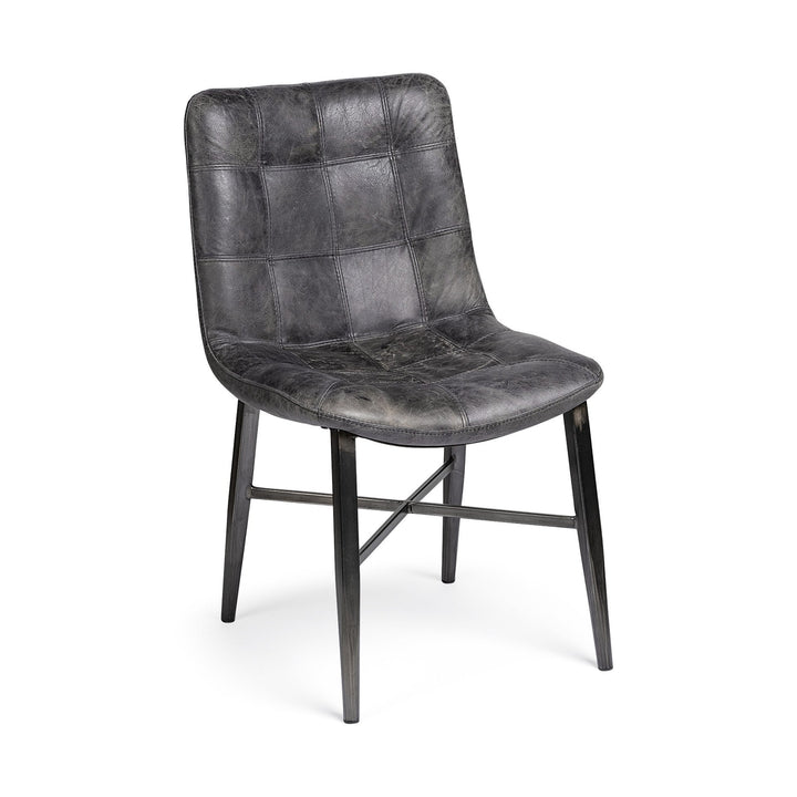 Black Upholstered Leather Dining Side Chair Image 12