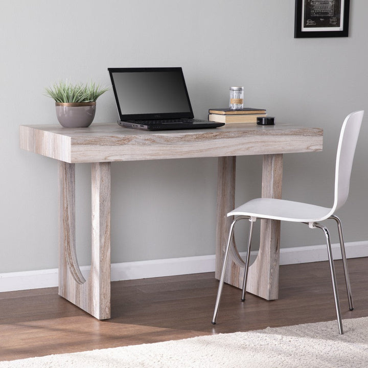 Brown Faux Marble Writing Desk Image 1