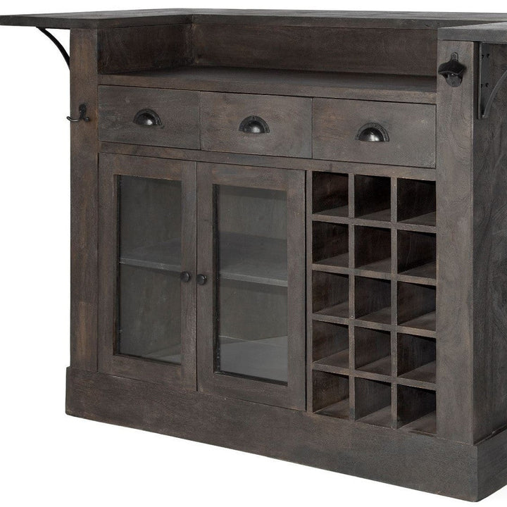 Gray Solid Wood Kitchen Island With Wine Bottle Storage Image 10