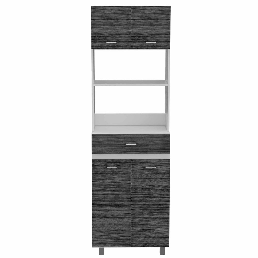 Modern Gray Stria Tall Kitchen Cart Image 2