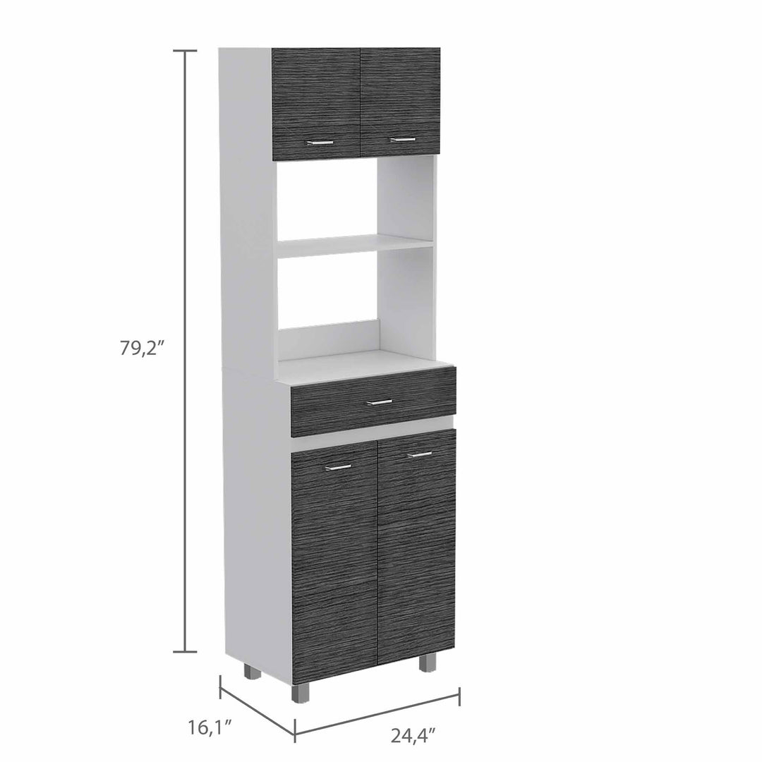 Modern Gray Stria Tall Kitchen Cart Image 3