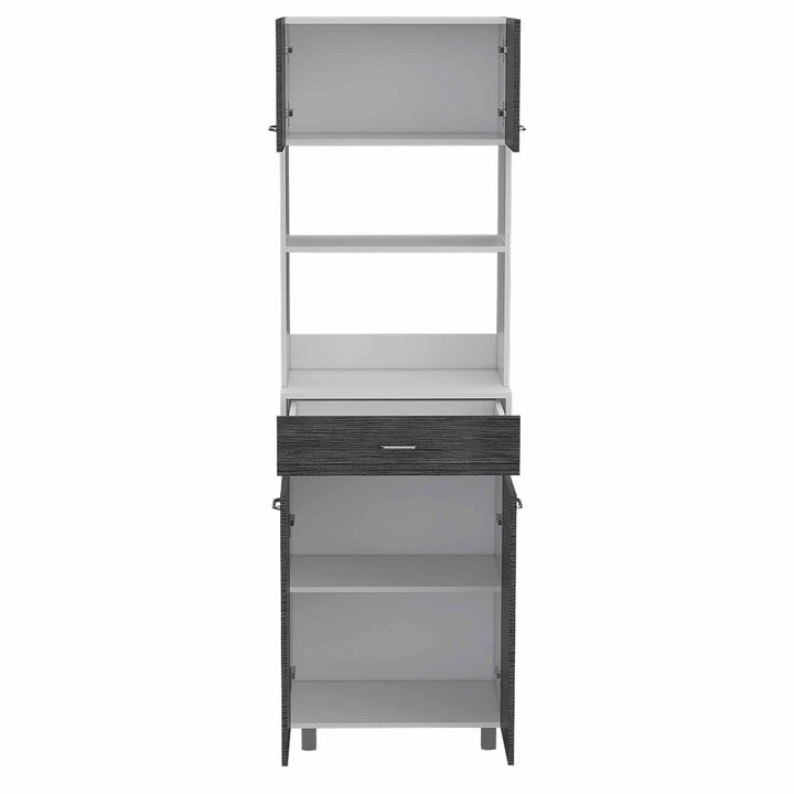 Modern Gray Stria Tall Kitchen Cart Image 6